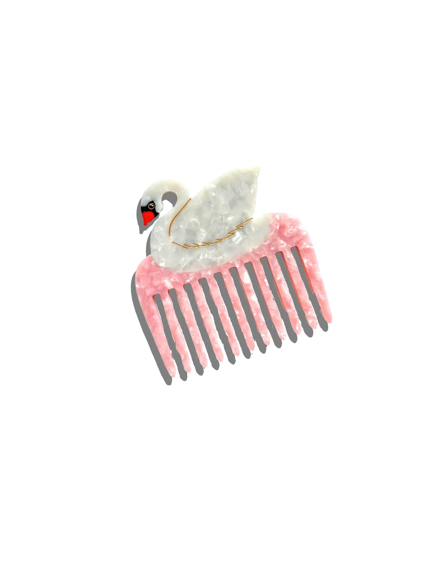 Hand-painted Swan Pocket Hair Comb | Eco-Friendly