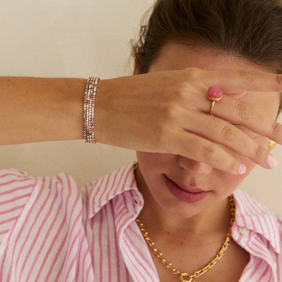 Lumi Pink Stretch Tennis Bracelet Set