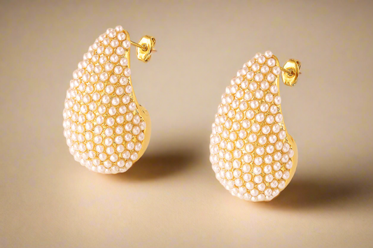 Pearl Dome Earrings 18k Gold PVD Waterproof Anti-tarnish