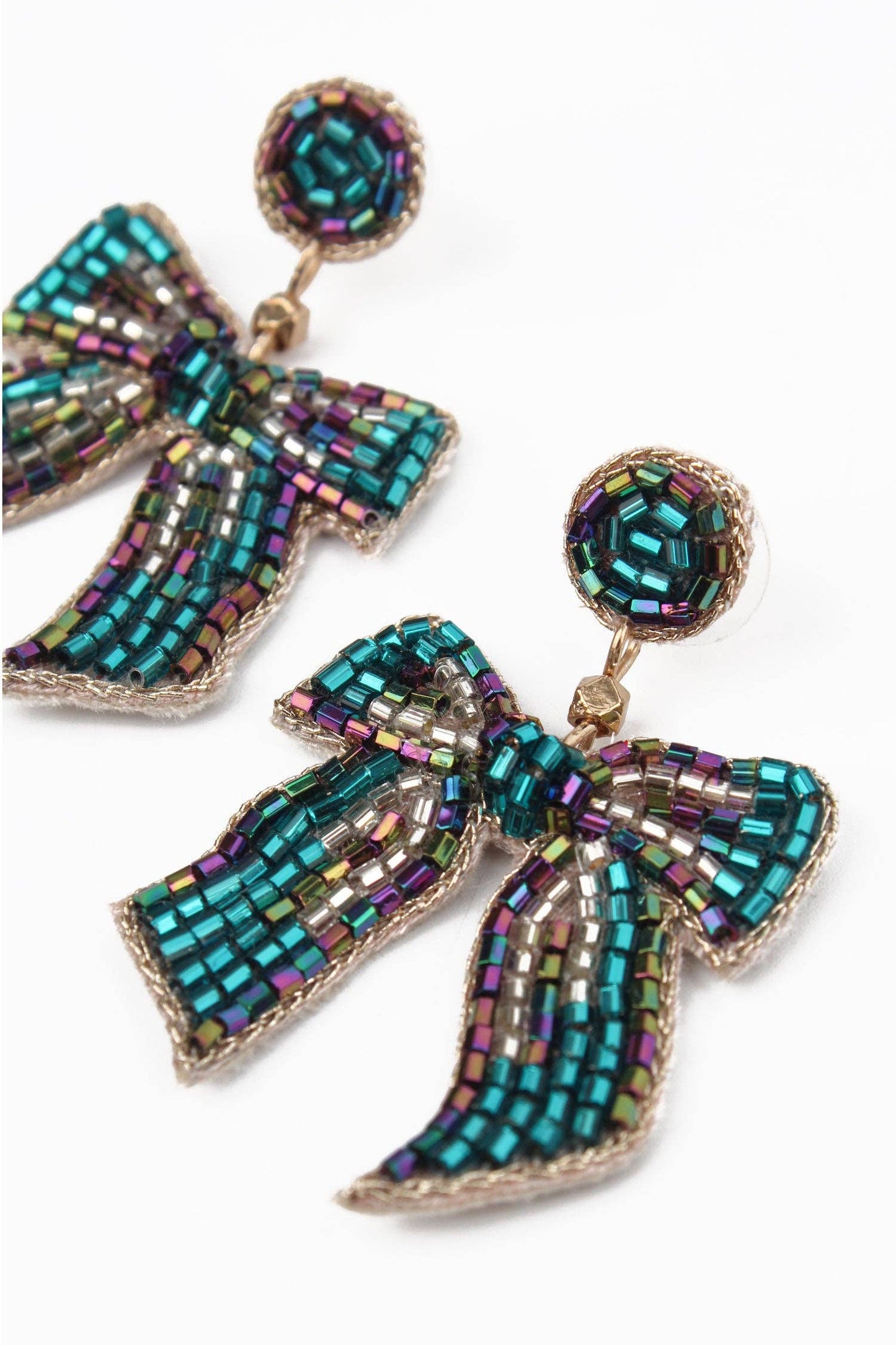 SILVER BLUE BOW EARRINGS