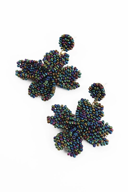 3D SMALL PETROL FLOWER EARRINGS