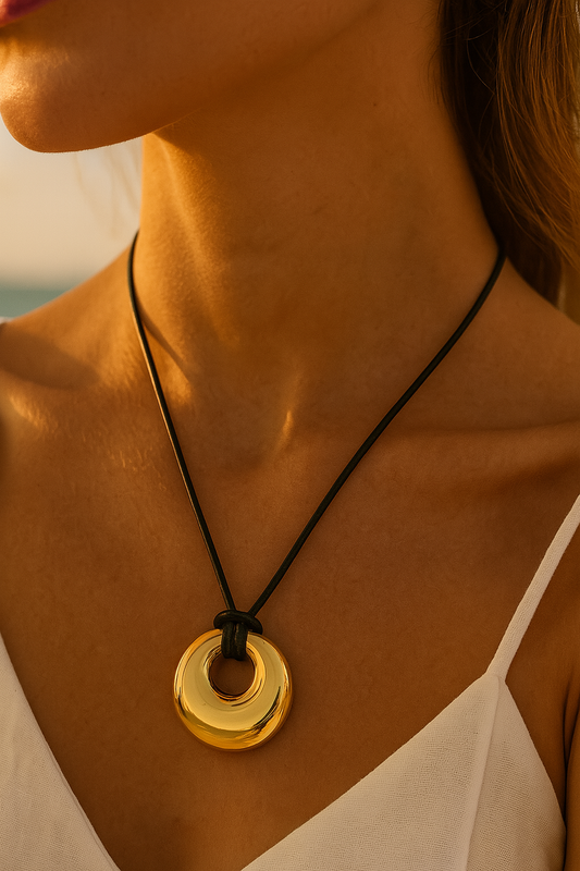 Orb Pendant Necklace 18k Gold Plated Modern Minimal Cord