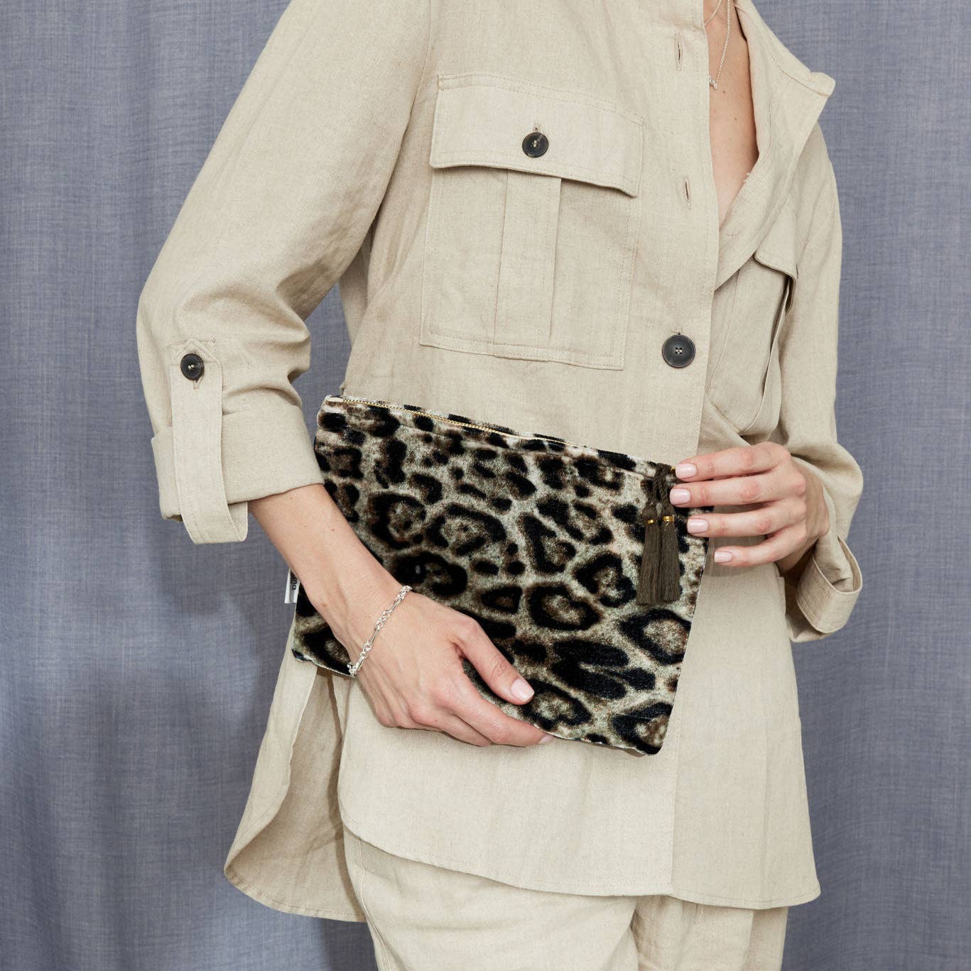 North Leopard Print Velvet Pouch