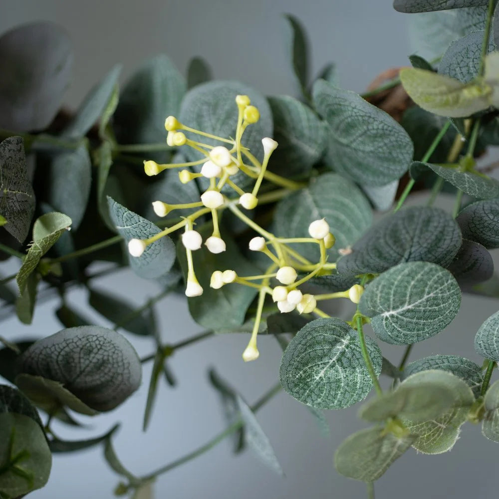 Eucalyptus & White Flower Table Wreath