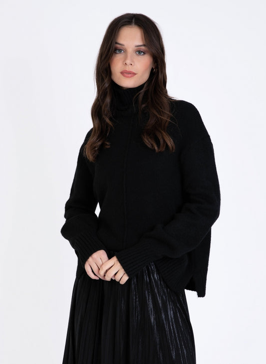 LIPY Polo Neck Sweater in Black