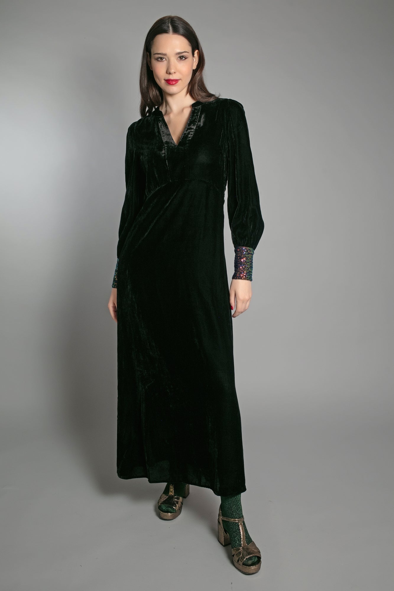 Maeve Velvet Dress in Black