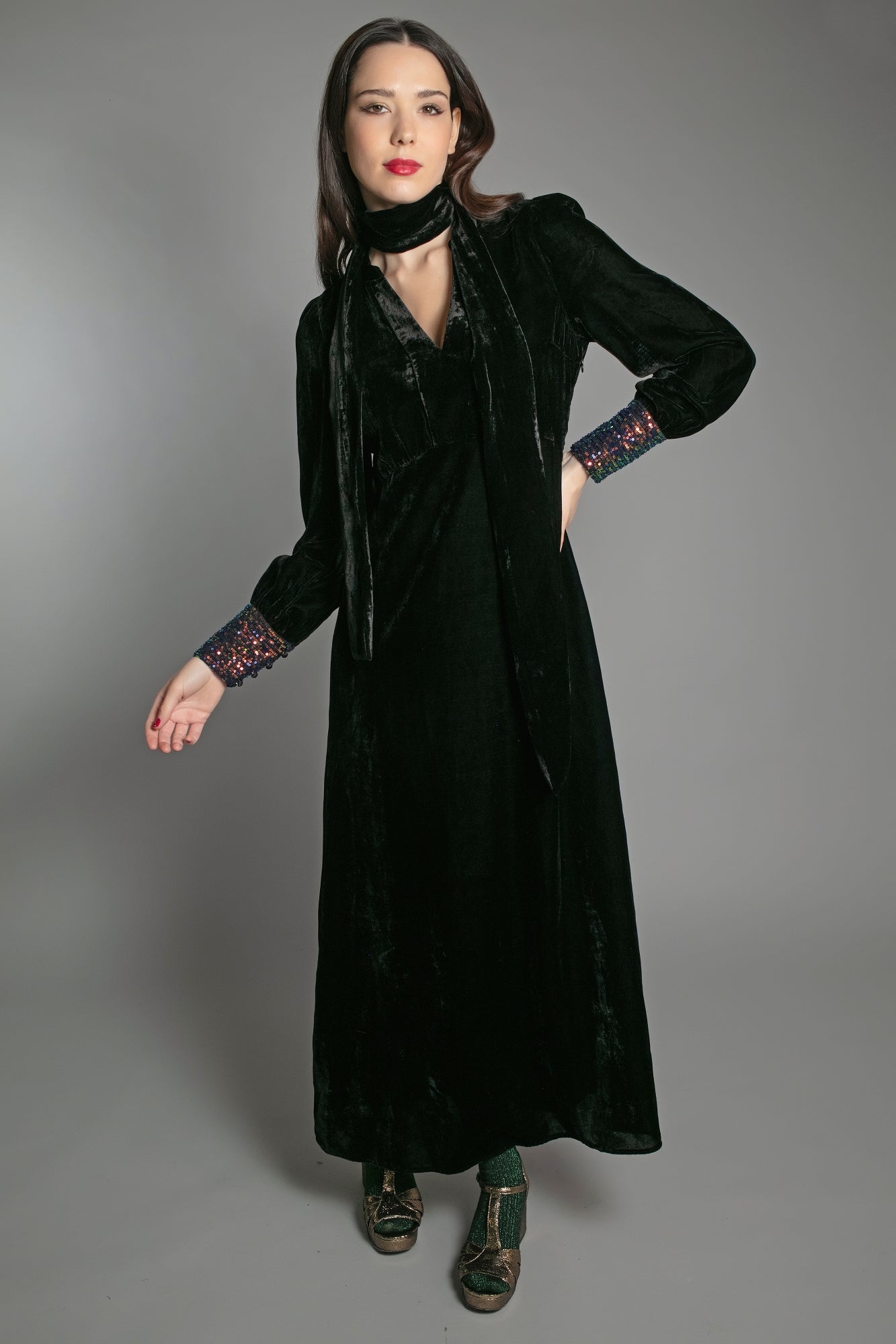 Maeve Velvet Dress in Black