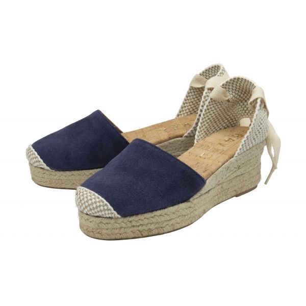 Navy Suede Athea Espadrille Wedge Sandals