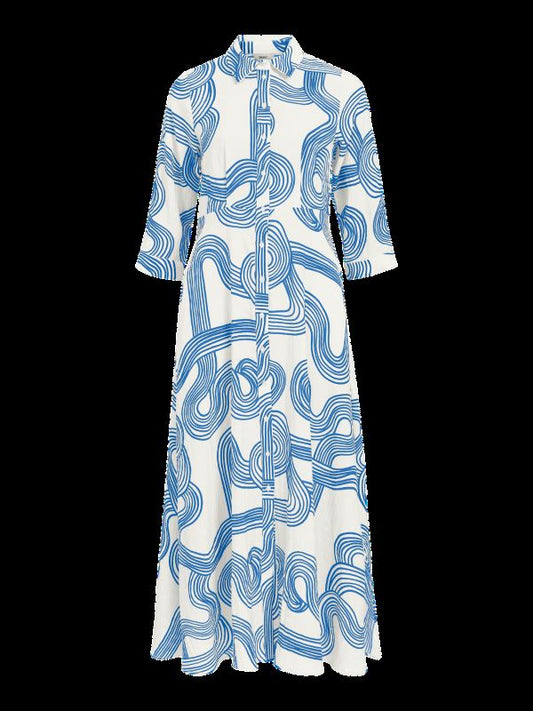 OBJALLI Shirt Dress in Cloud Dancer White and Palace Blue