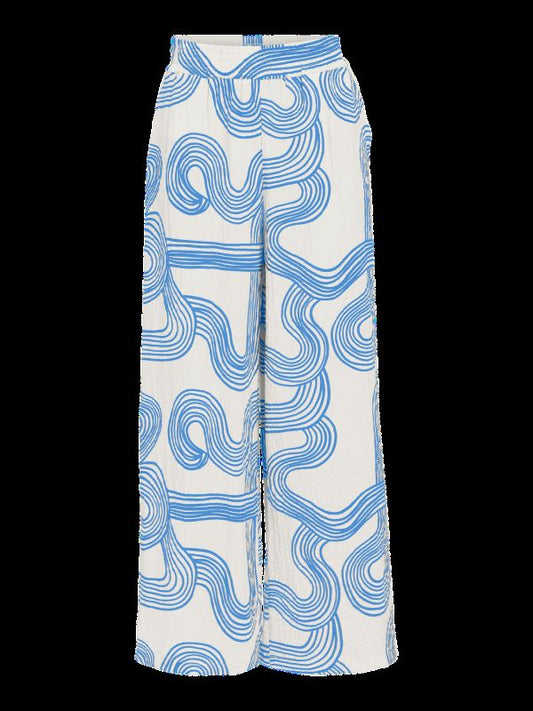 OBJALLI Trousers in Cloud Dancer & Palace Blue