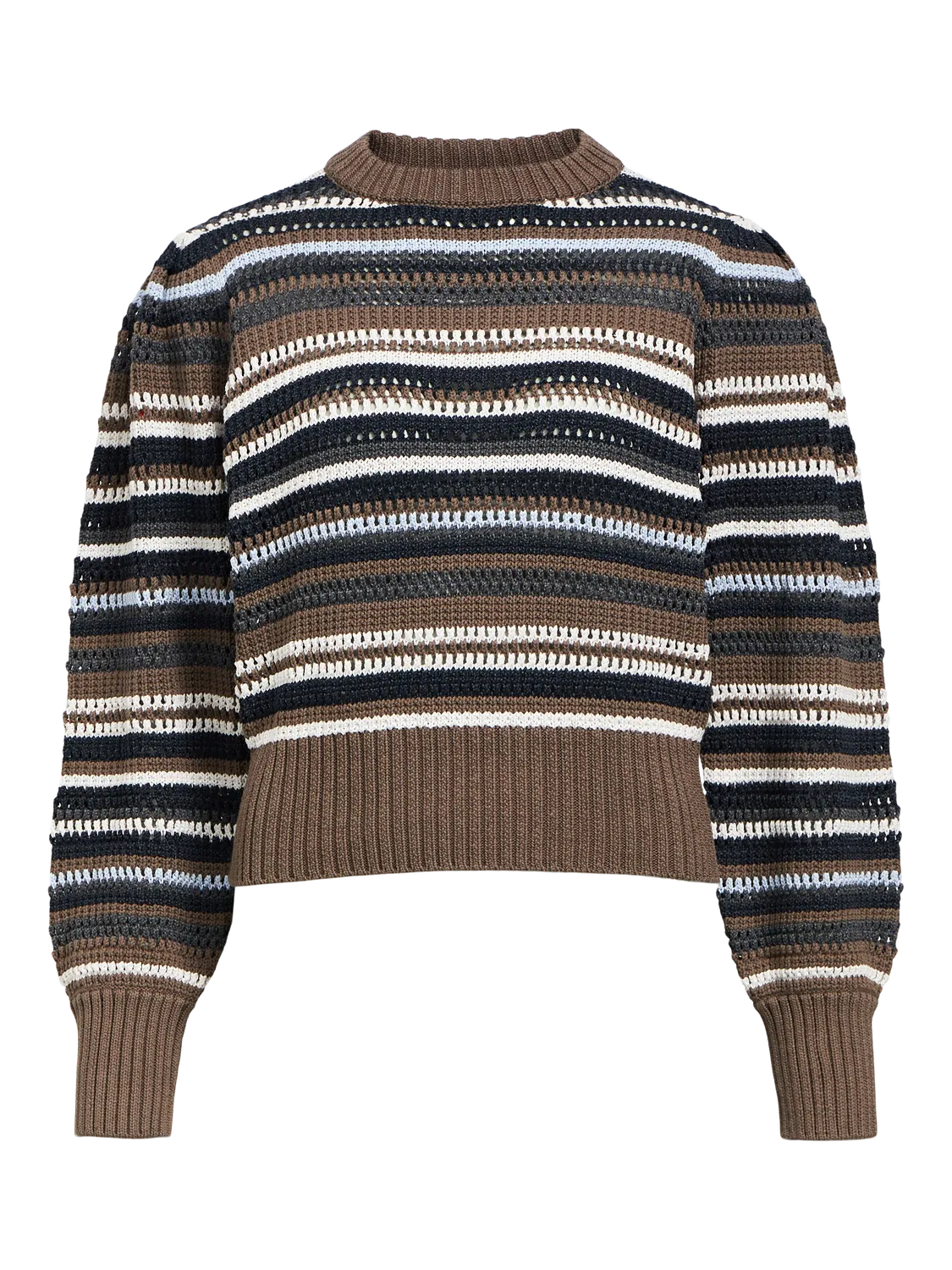 OBJLOLA Knitted Jumper in Stripy Morel