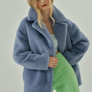 Sandra Faux Fur Jacket – Sky Blue