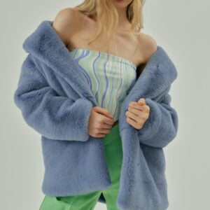 Sandra Faux Fur Jacket – Sky Blue