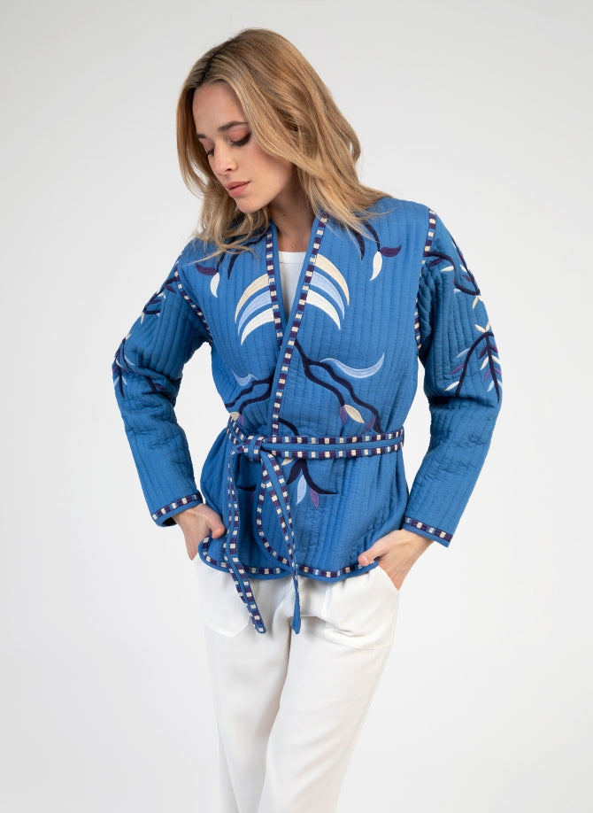 Sarah Embroidered Jacket in Indigio