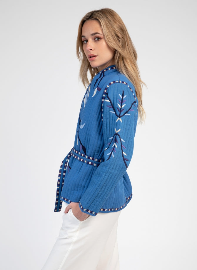 Sarah Embroidered Jacket in Indigio