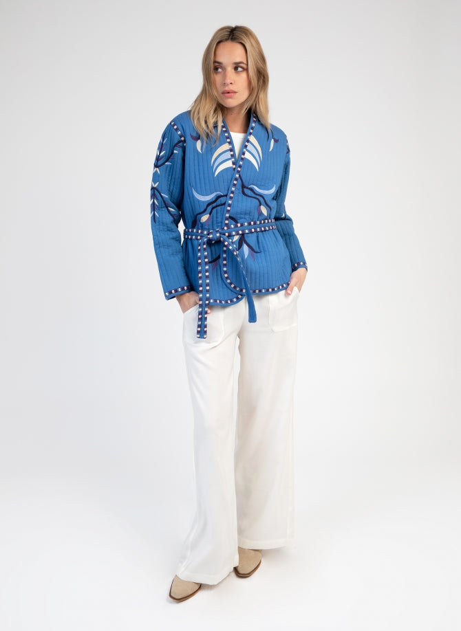 Sarah Embroidered Jacket in Indigio