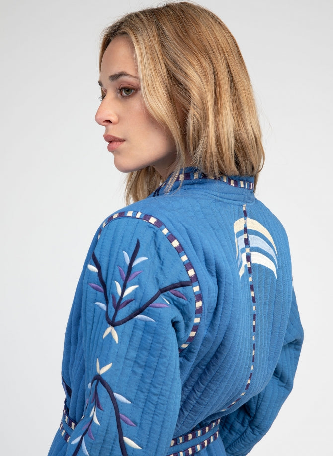 Sarah Embroidered Jacket in Indigio