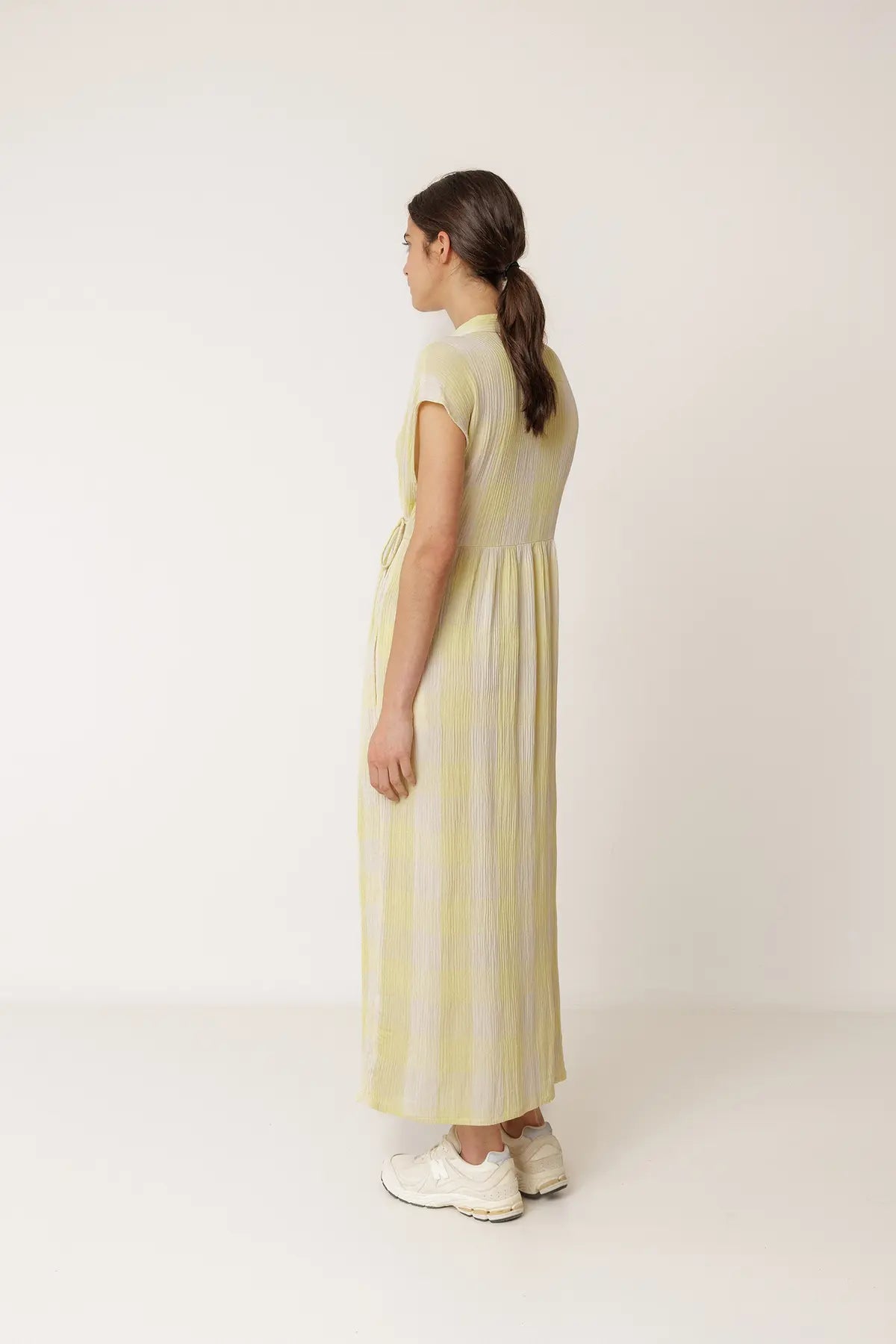 Crossover Gingham Dress in Wasabi