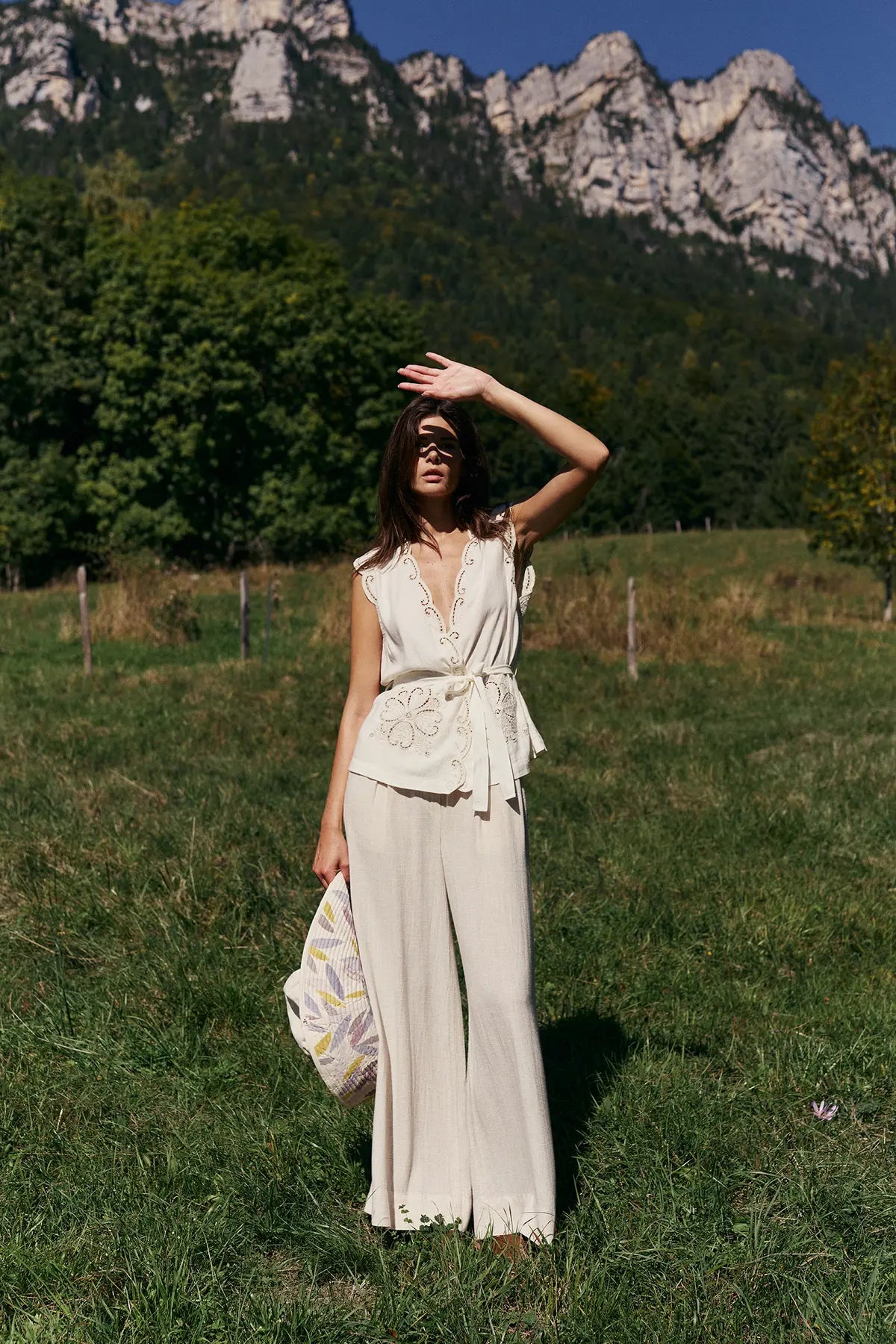 Embroidered Shirt in Cream