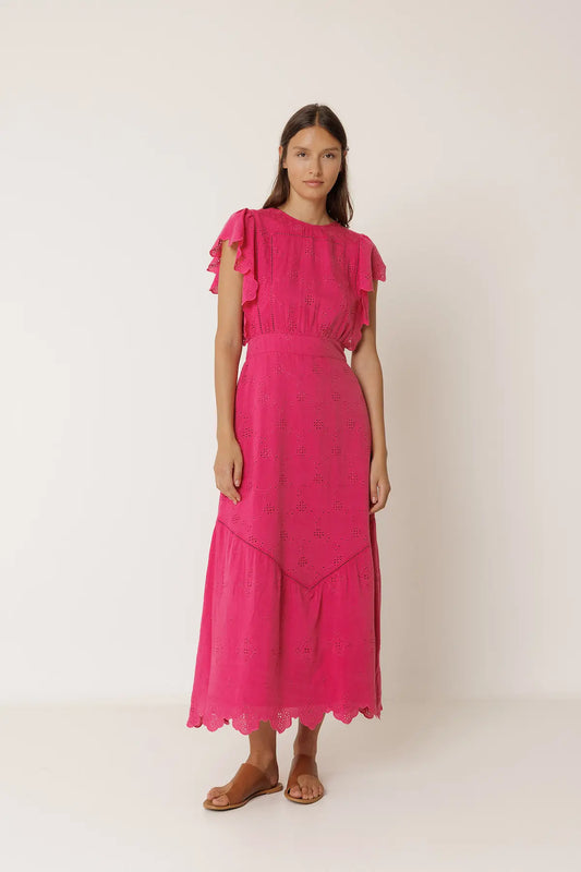 Pink Embroidery Maxi Dress