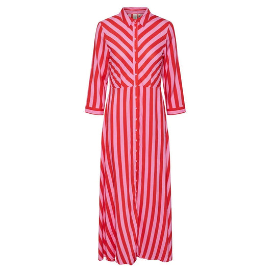 YASSAVANNA LONG SHIRT DRESS IN Pink and Coral