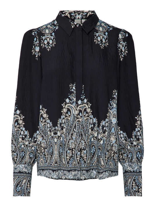 YASBIRMA Long Sleeved Shirt in Black & Blue Print