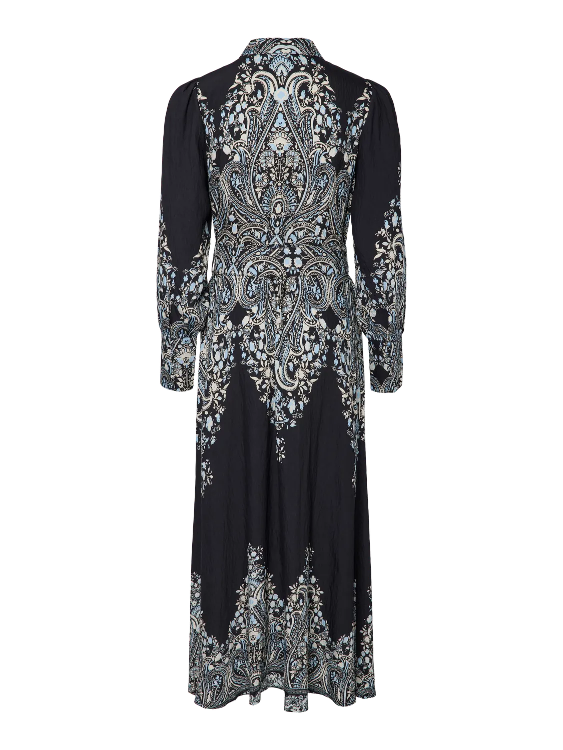 YASBIRMA Long Shirt Dress in Black & Blue Print