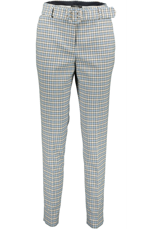 Blue and White Check Trousers