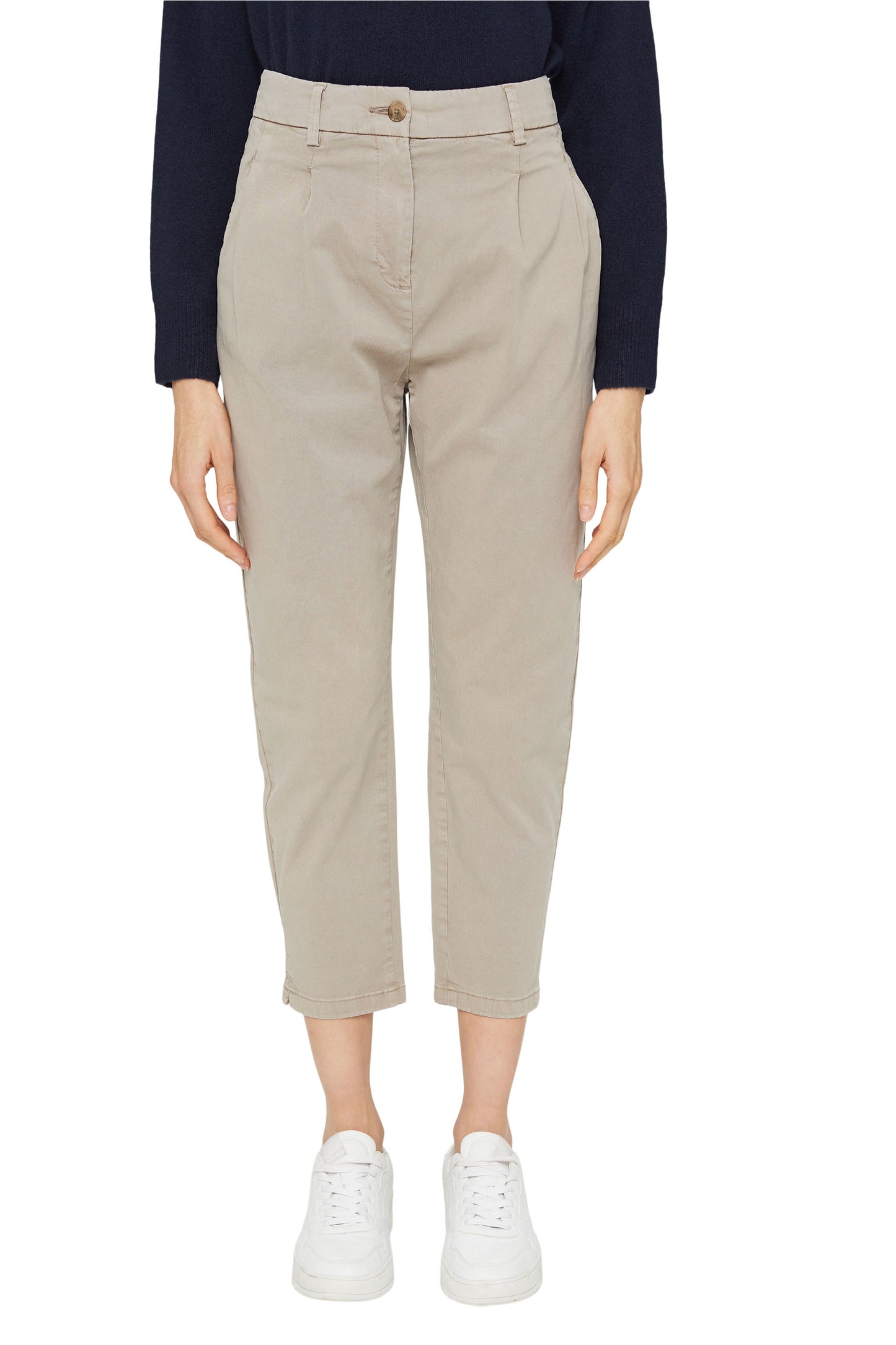 Trousers With Waist Pleats Light Taupe