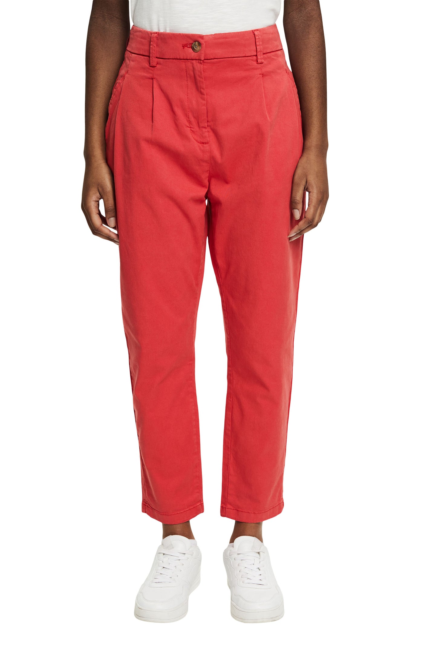 Trousers With Waist Pleats In Red