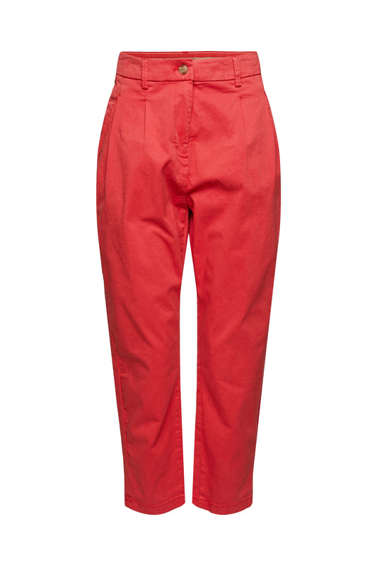 Trousers With Waist Pleats In Red