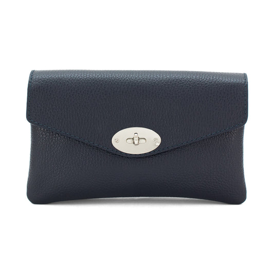 Soft Leather Clutch in Navy