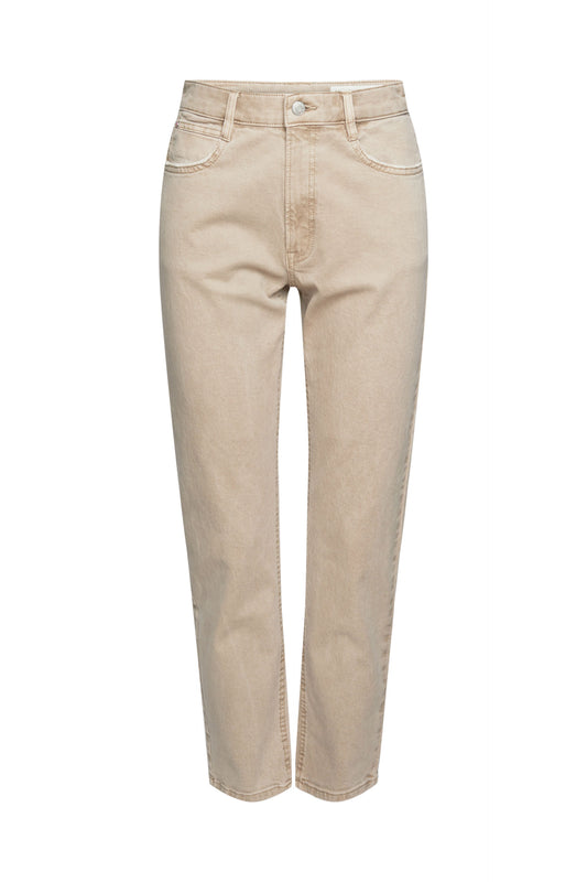 Cotton Mom Fit Jeans in Light Taupe