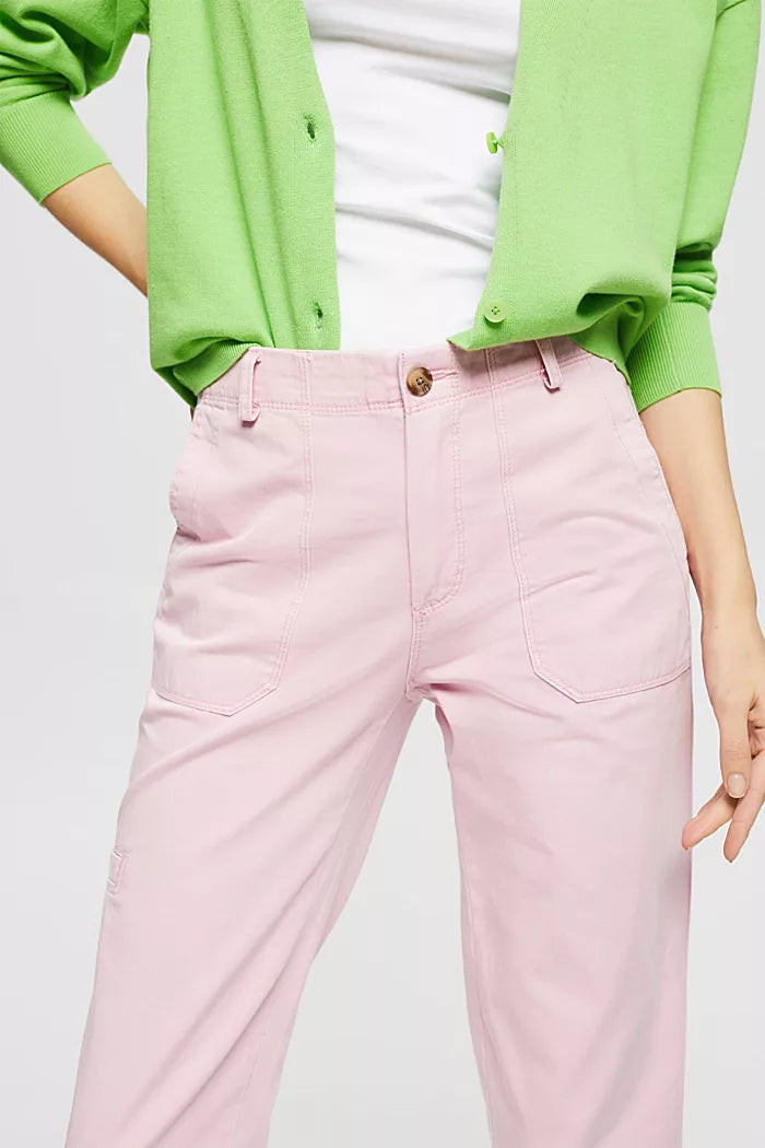 Cargo-Style Cotton Trousers In Pink