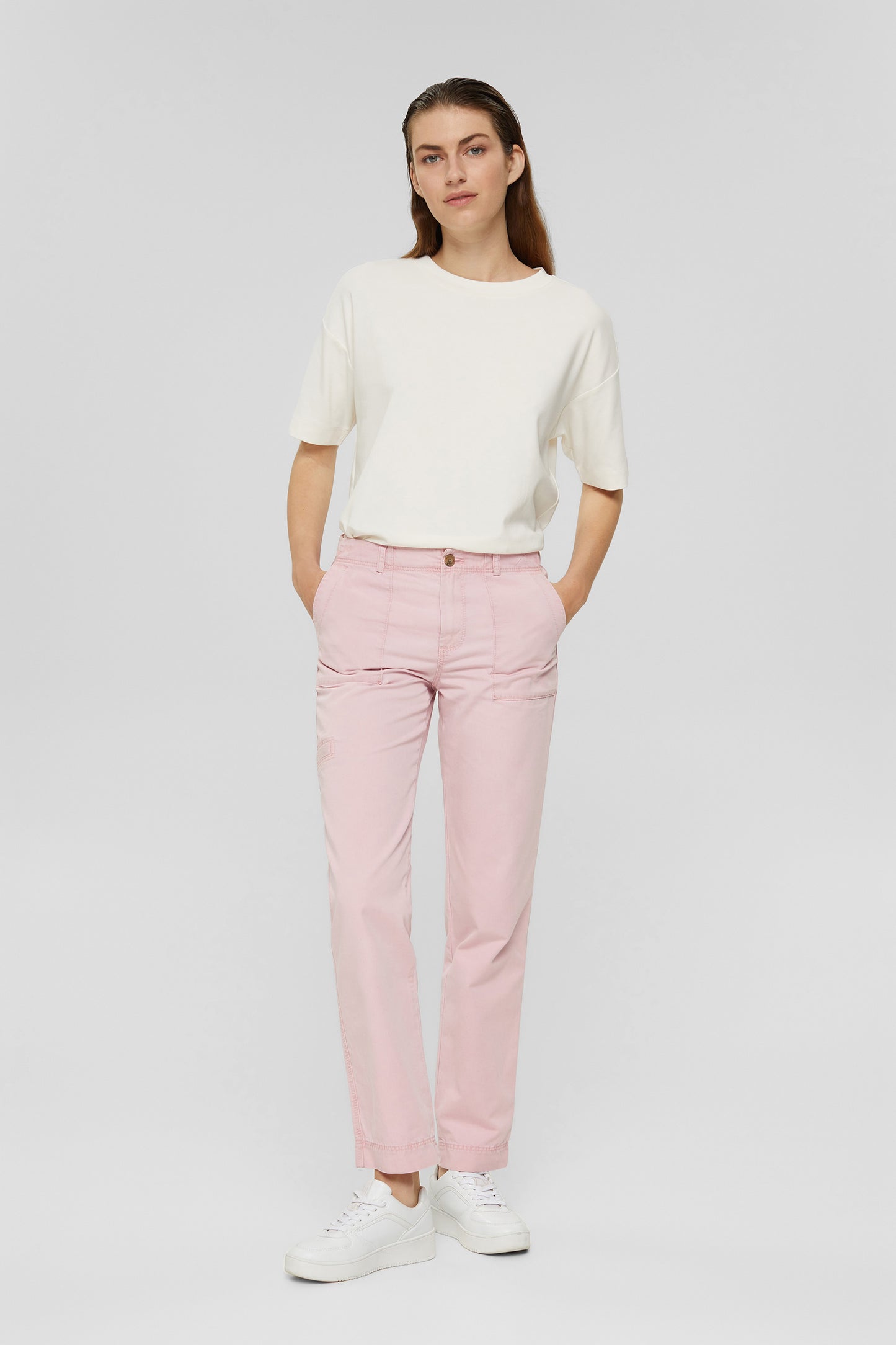 Cargo-Style Cotton Trousers In Pink