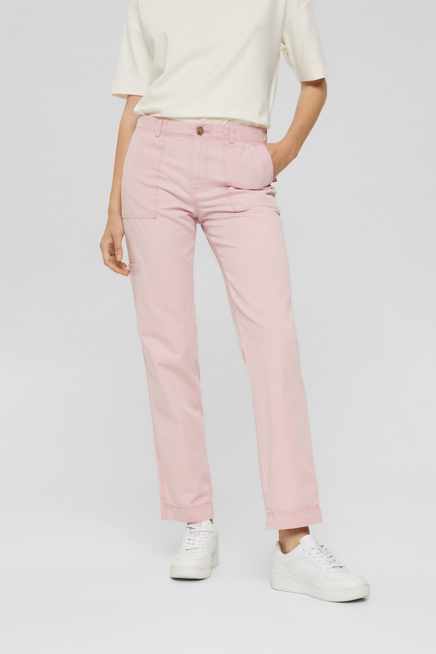 Cargo-Style Cotton Trousers In Pink