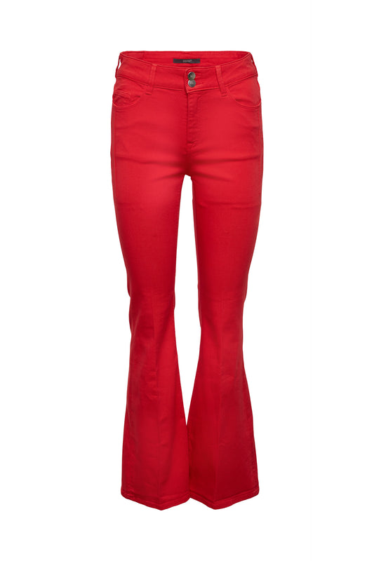Bootcut Jeans with Pressed Pleat Red
