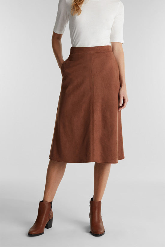 Faux suede 2025 skirt midi