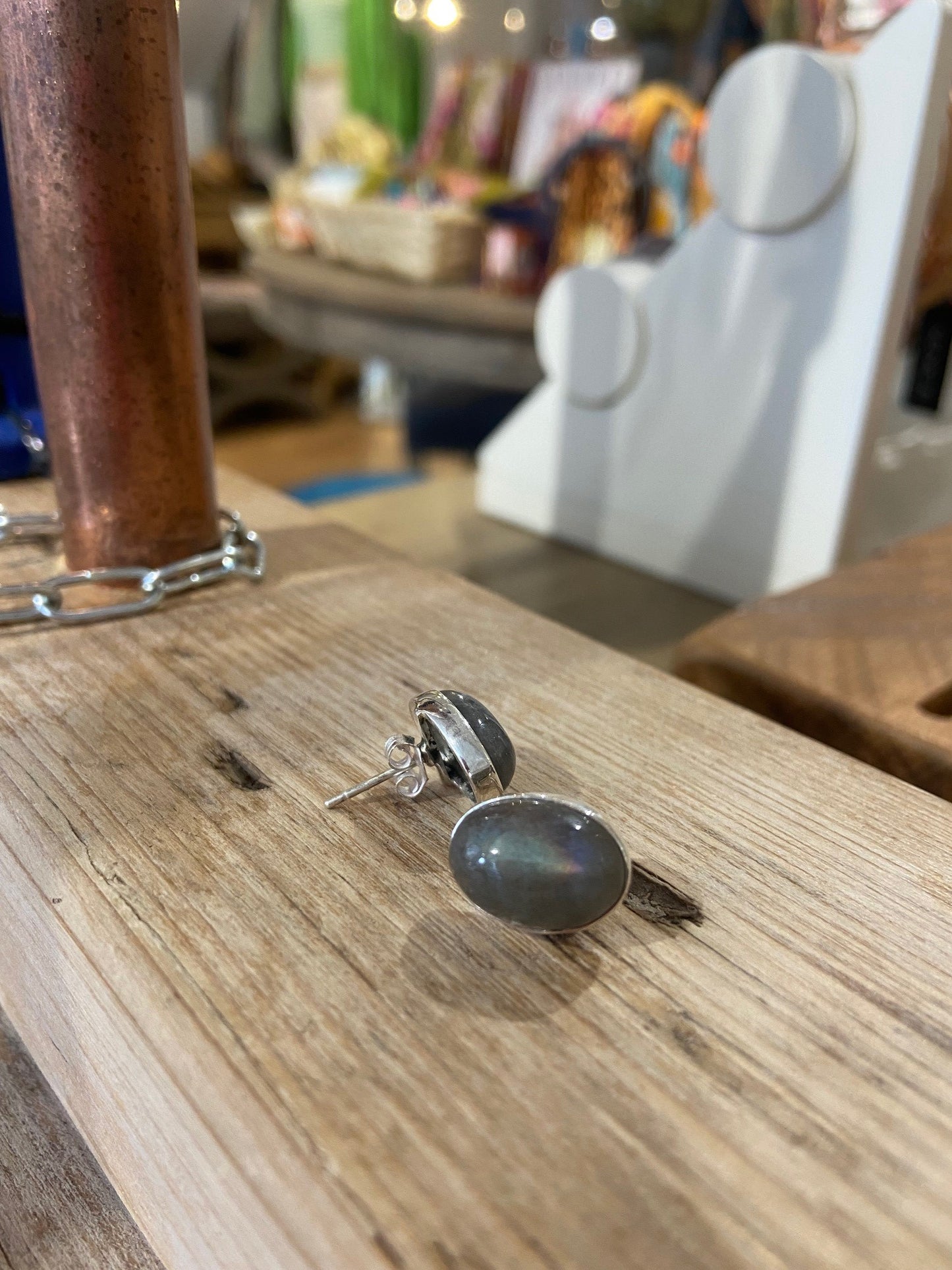 Labradorite Studded Earrings