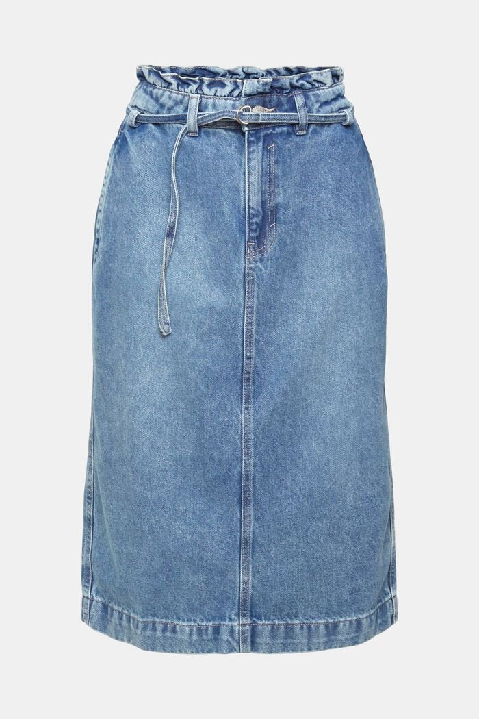 Denim Skirt with Paperbag Waistband