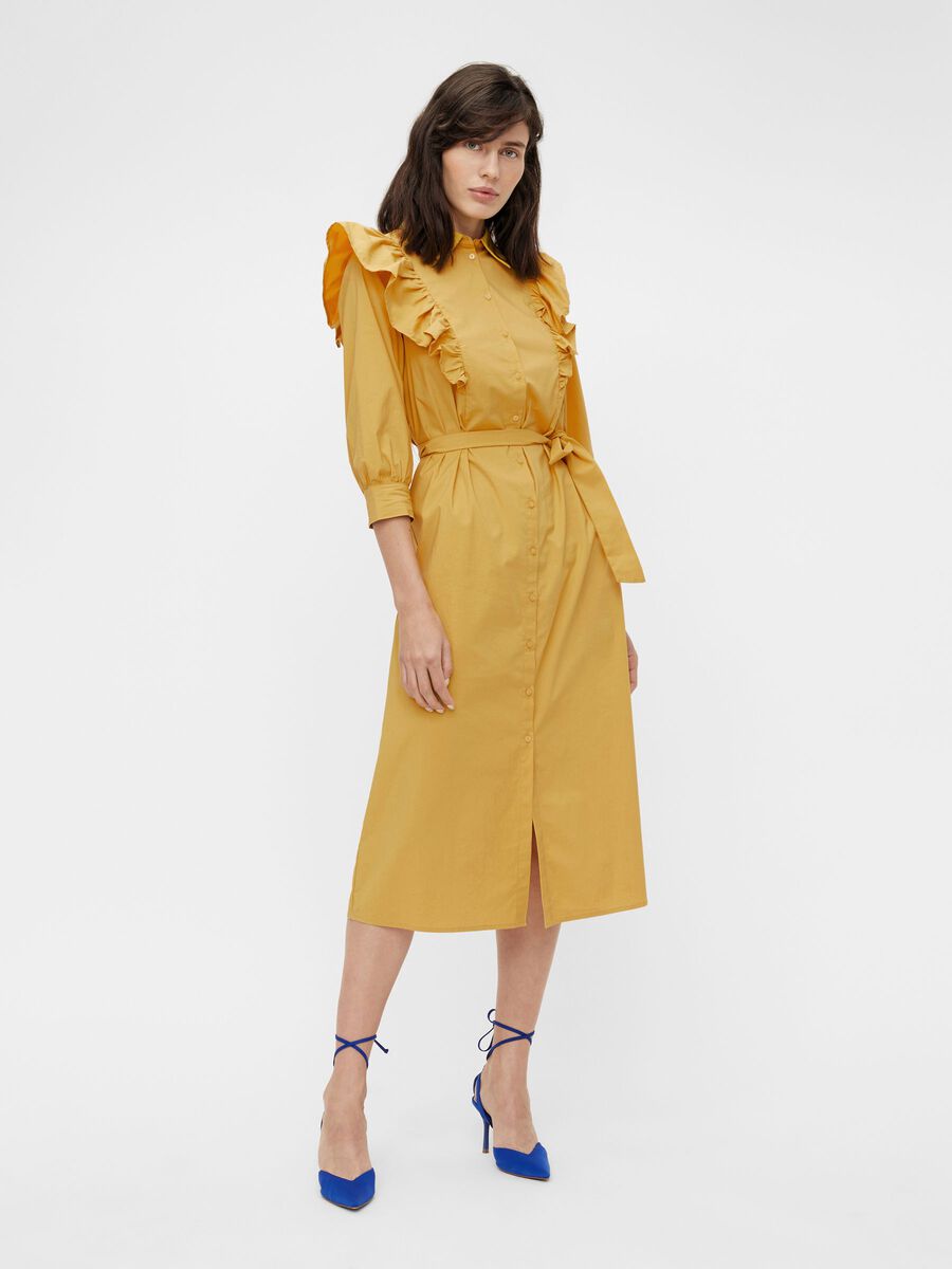 Yellow Print Long Sleeved Dress