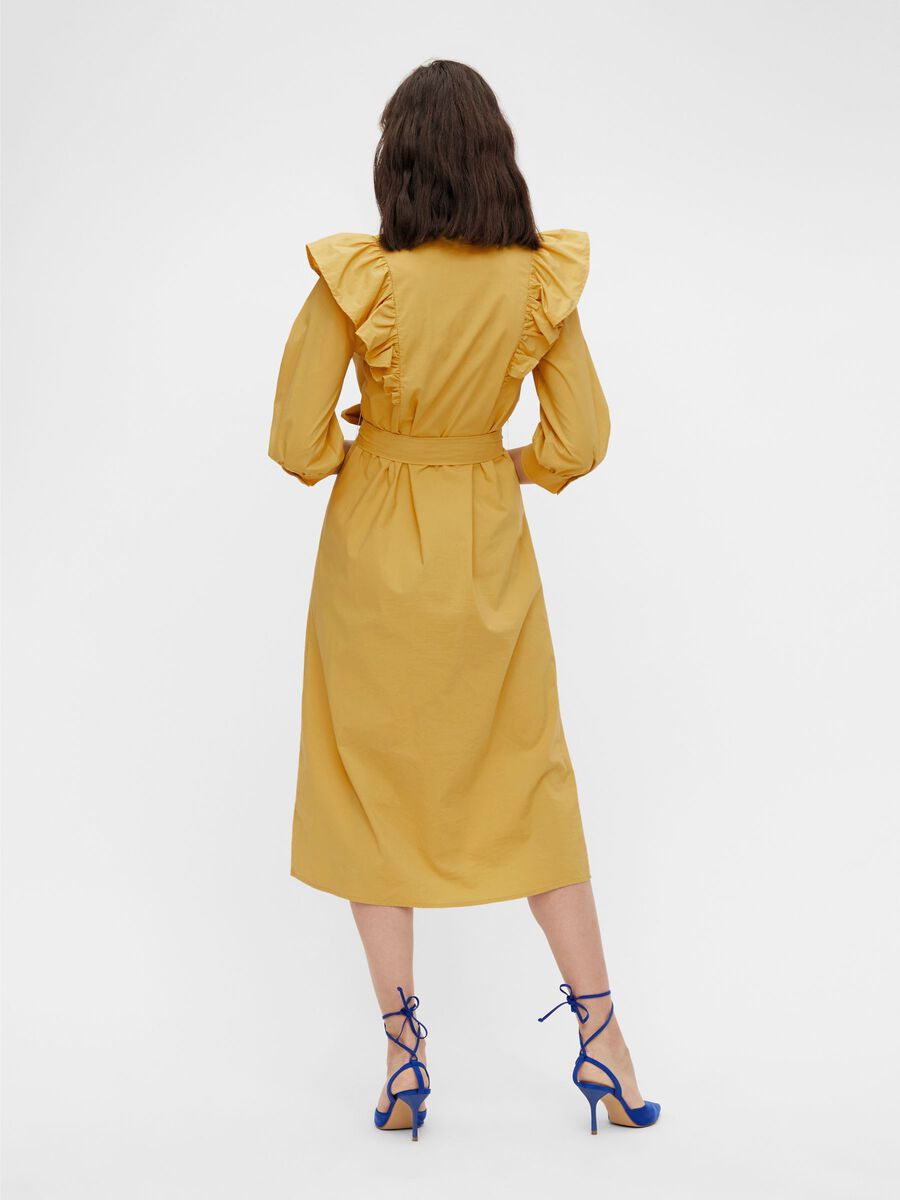 Yellow Print Long Sleeved Dress