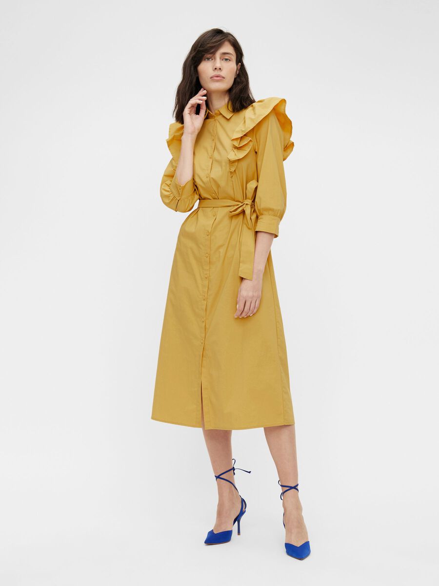 Yellow Print Long Sleeved Dress