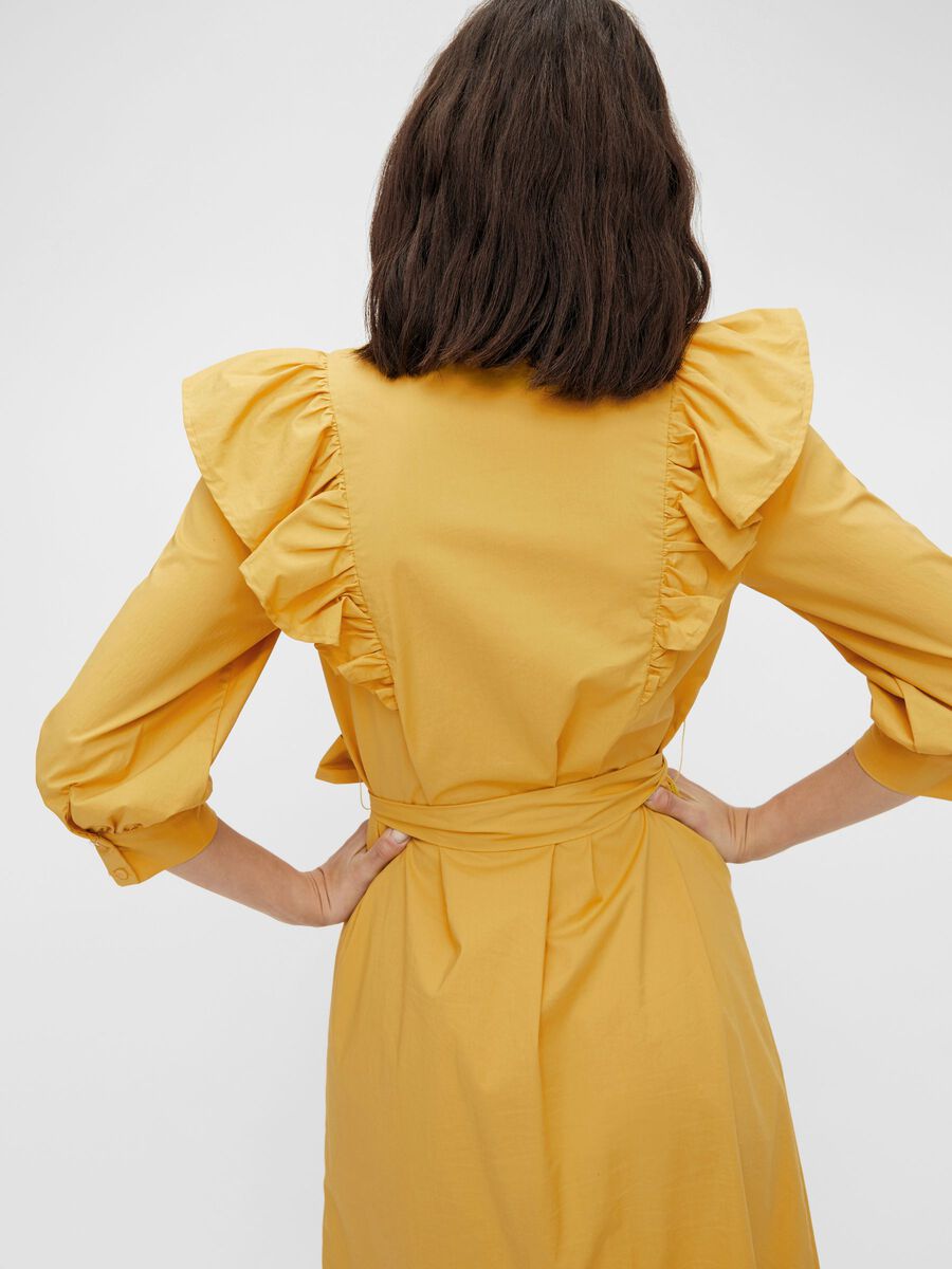 Yellow Print Long Sleeved Dress