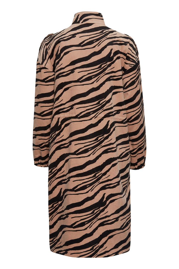 Animal Print Coat In Cord With Drawstring Waist
