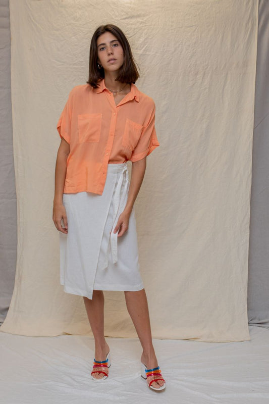 Pareo Linen Skirt In Off White