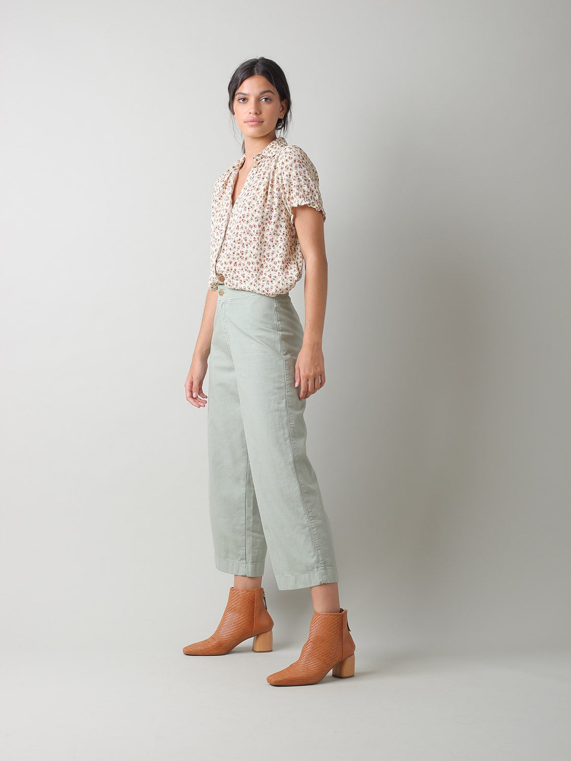 Linen Cotton Crop Trousers
