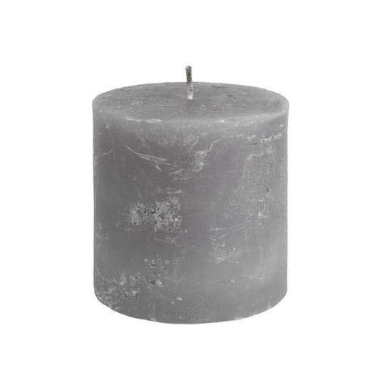 Rustic Pillar Candle Light Grey 100x100mm