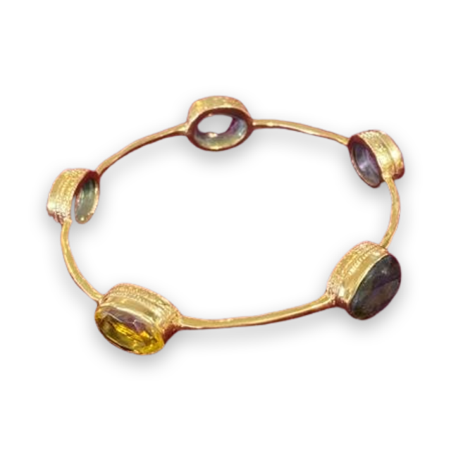 Gold Bracelet with Large Assorted Stones