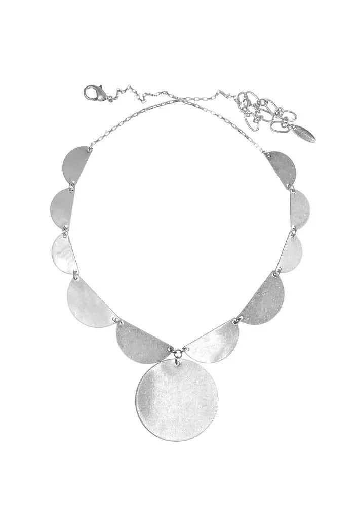 Aspects Of The Moon Short Necklace in Worn Silver